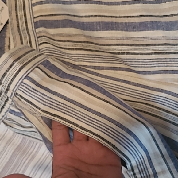 Women's 24W Petite striped Linen blend pull-on wide leg pants beach boho casual - Picture 8 of 15